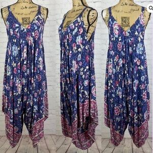Japna Purple Boho Floral Print Harem Jumpsuit